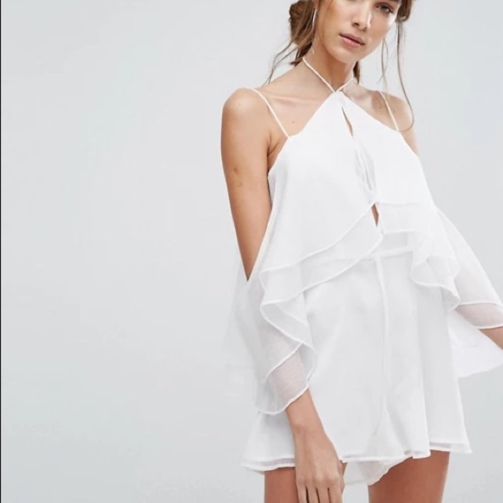 Finders Keepers Mantle Romper Playsuit S Chiffon 4 bridal white bachelorette